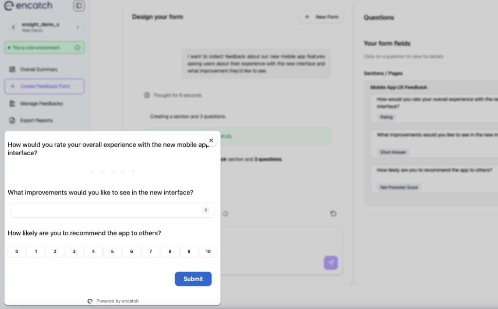 Form preview—generated questions displayed as respondents see them