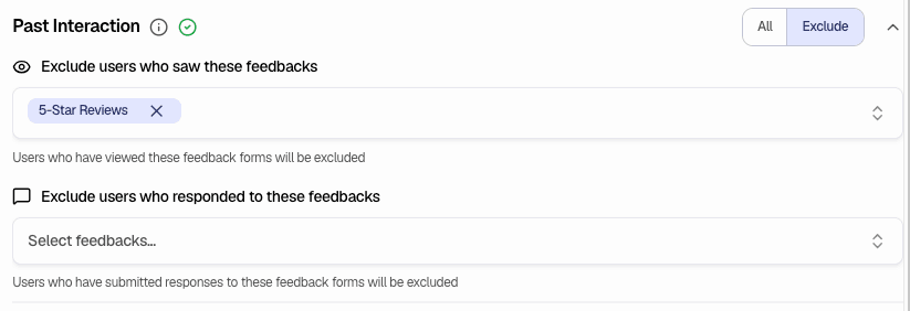 Past Interaction - Exclude options