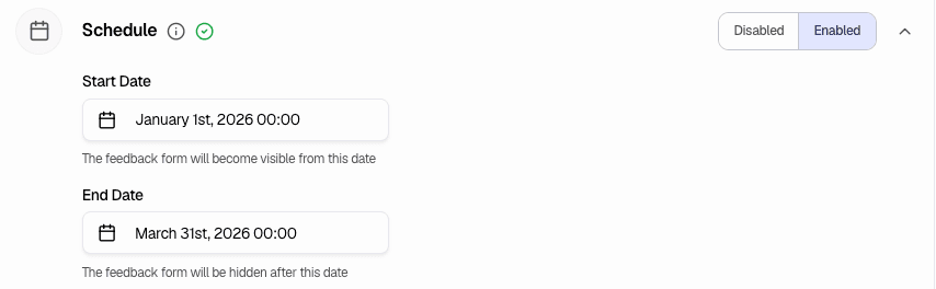 Schedule - Set start and end dates for form visibility