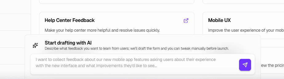 Start drafting with AI - Describe your feedback