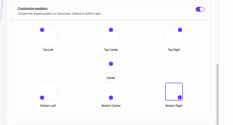 Customize position - Widget placement
