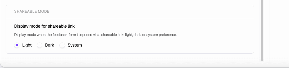 Shareable Mode - Display mode options